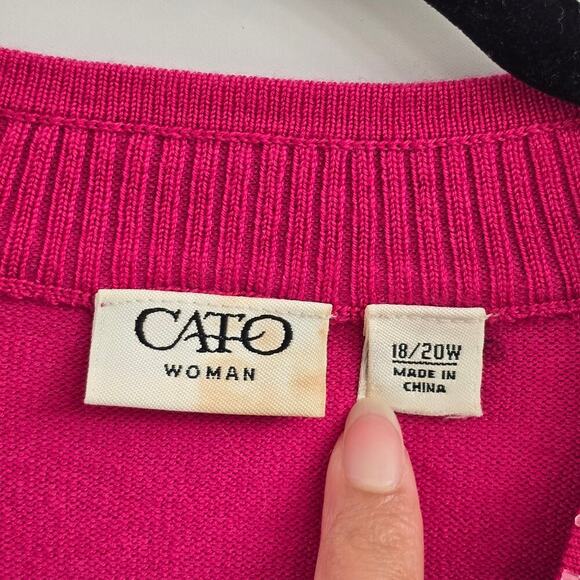 Cato Women’s Plus Size 18/20W Sleeveless Sweater Tank Top Pink Beaded Neckline - Picture 5 of 7